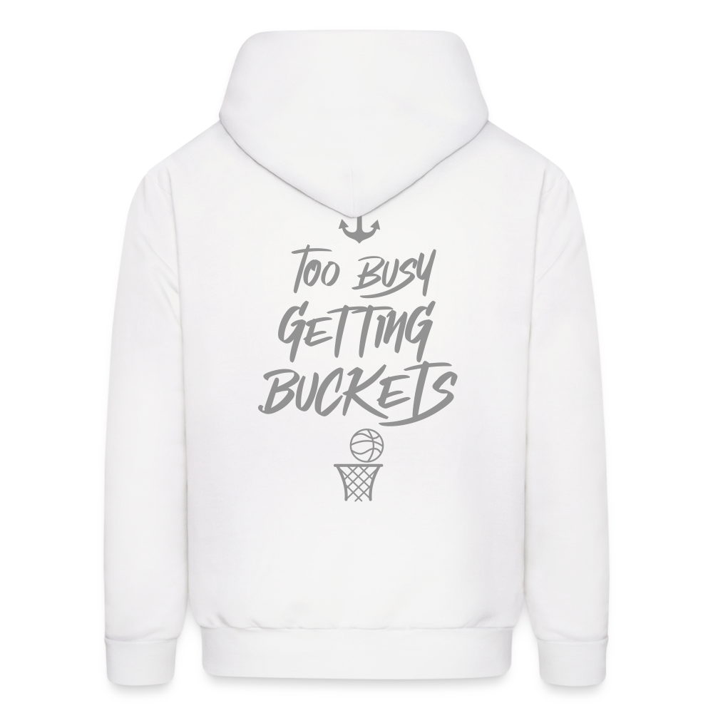Too Busy Getting Buckets Aptos High Basketball Men's Hoodie - white