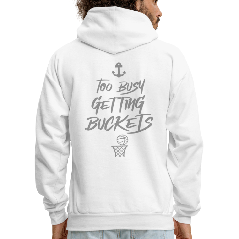 Too Busy Getting Buckets Aptos High Basketball Men's Hoodie - white