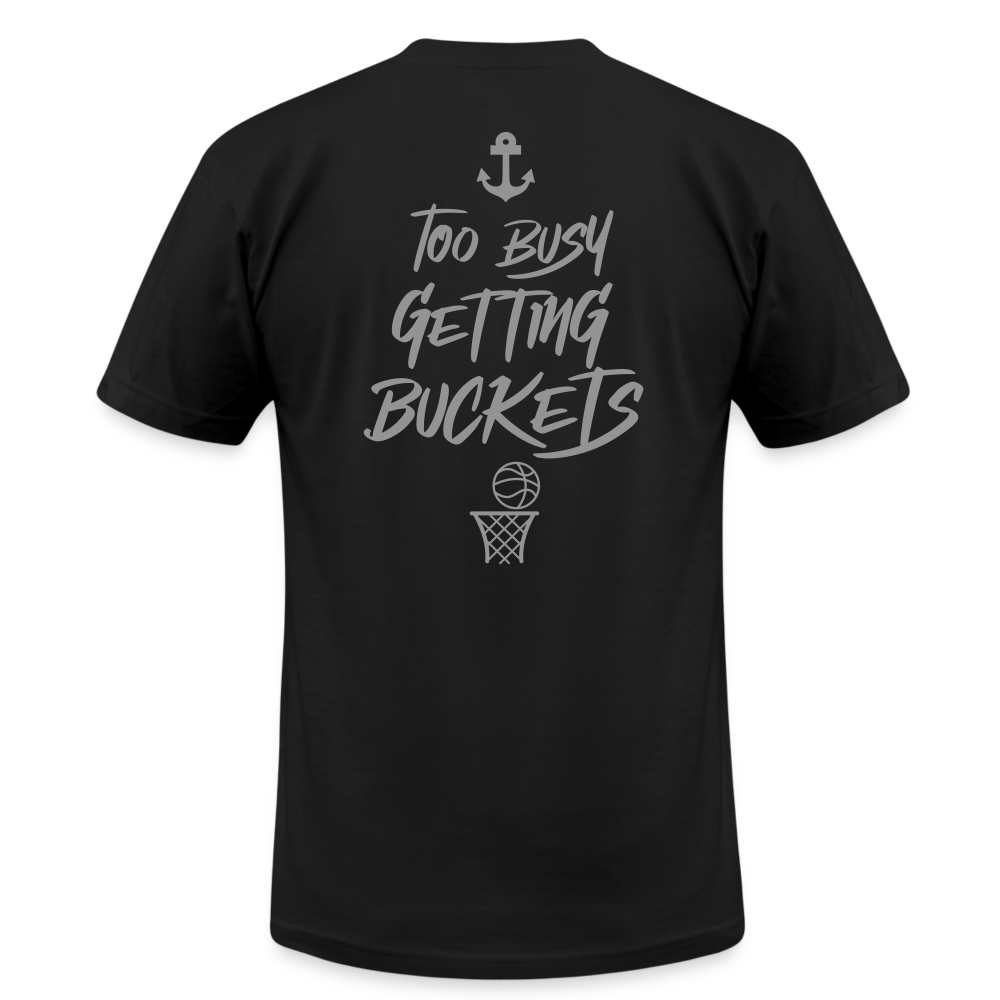 Too Busy Getting Buckets Jersey T-Shirt by Bella + Canvas - black