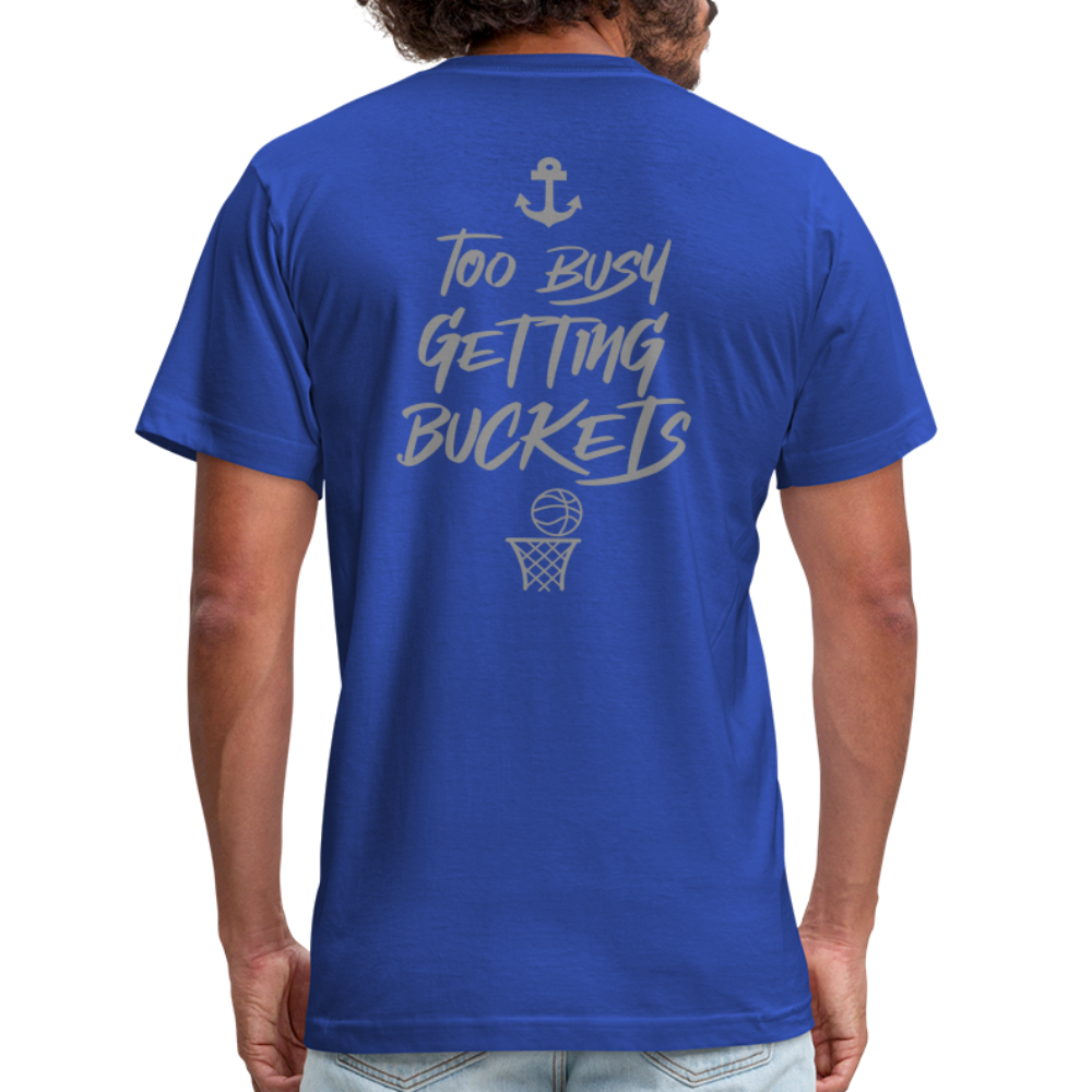 Too Busy Getting Buckets Jersey T-Shirt by Bella + Canvas - royal blue