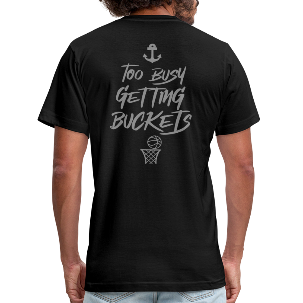 Too Busy Getting Buckets Jersey T-Shirt by Bella + Canvas - black