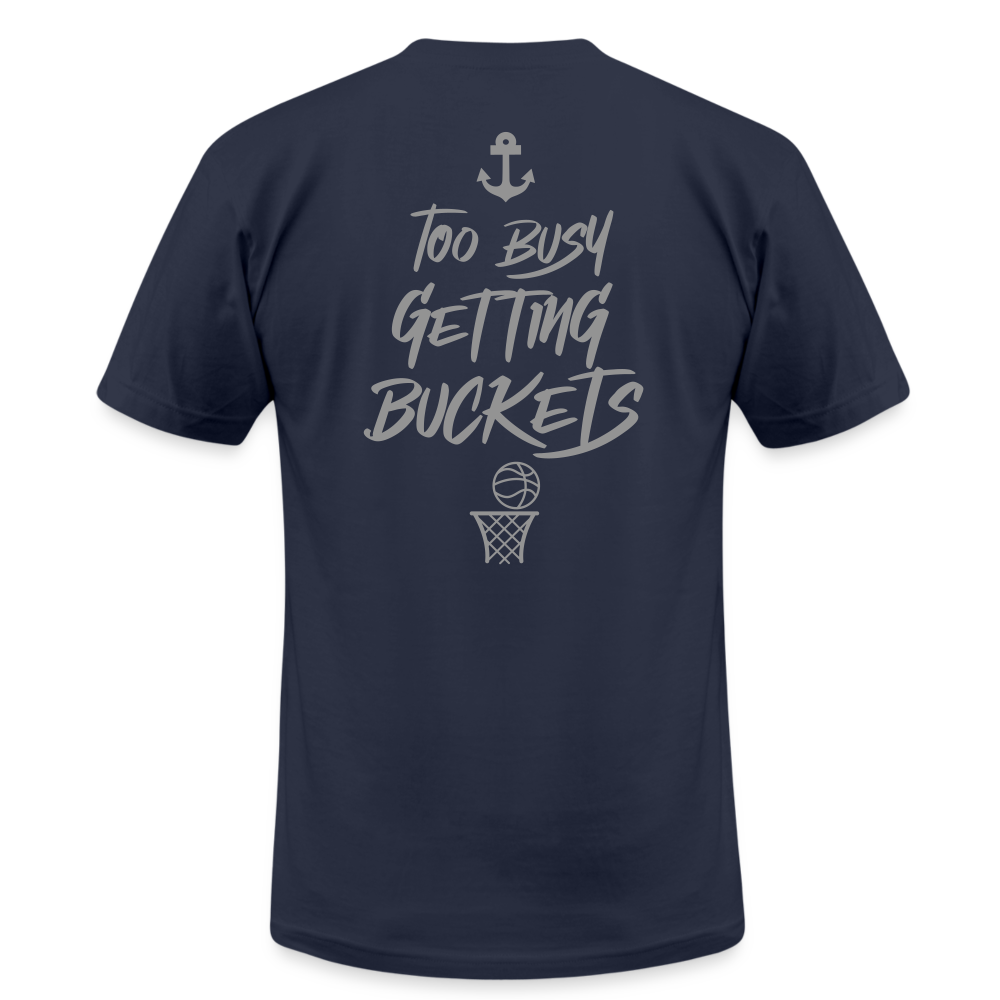 Too Busy Getting Buckets Jersey T-Shirt by Bella + Canvas - navy