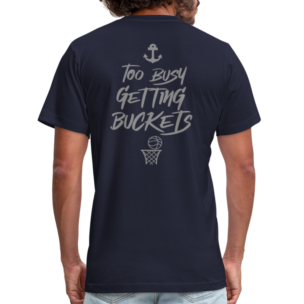 Too Busy Getting Buckets Jersey T-Shirt by Bella + Canvas - navy