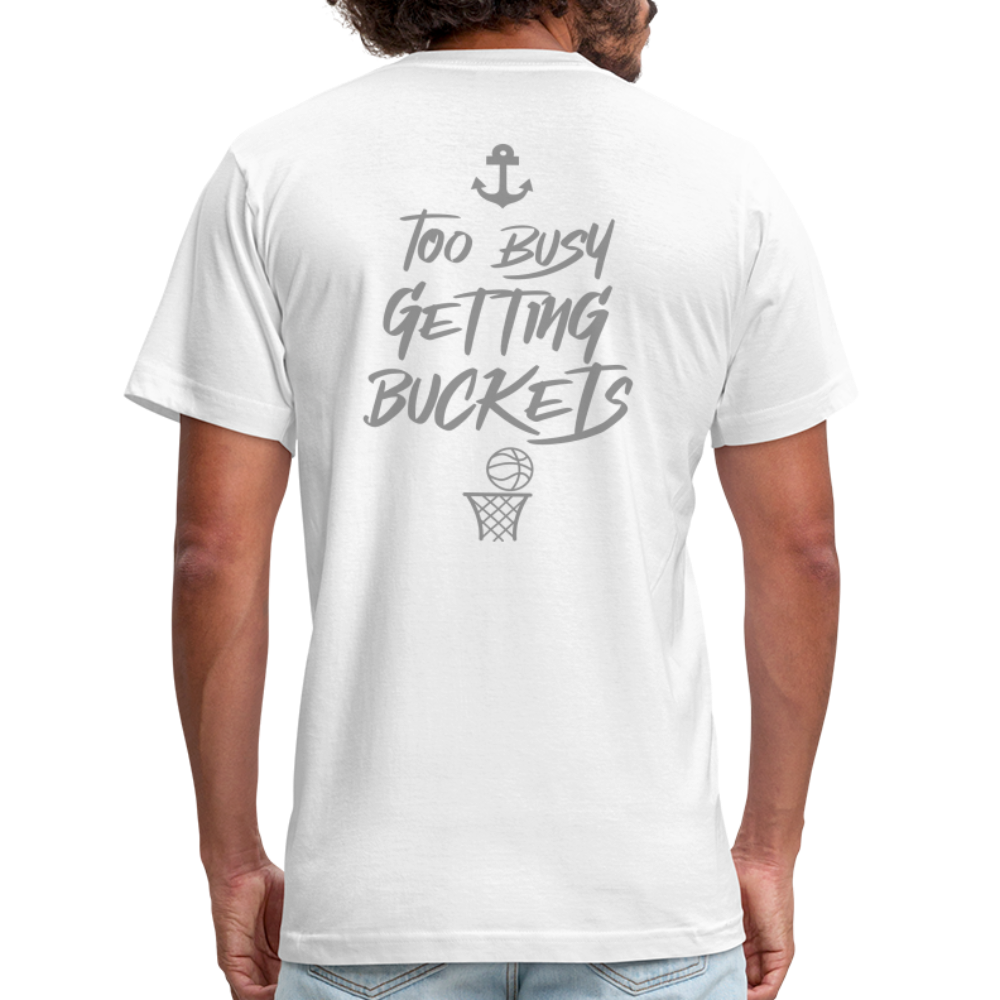 Too Busy Getting Buckets Jersey T-Shirt by Bella + Canvas - white