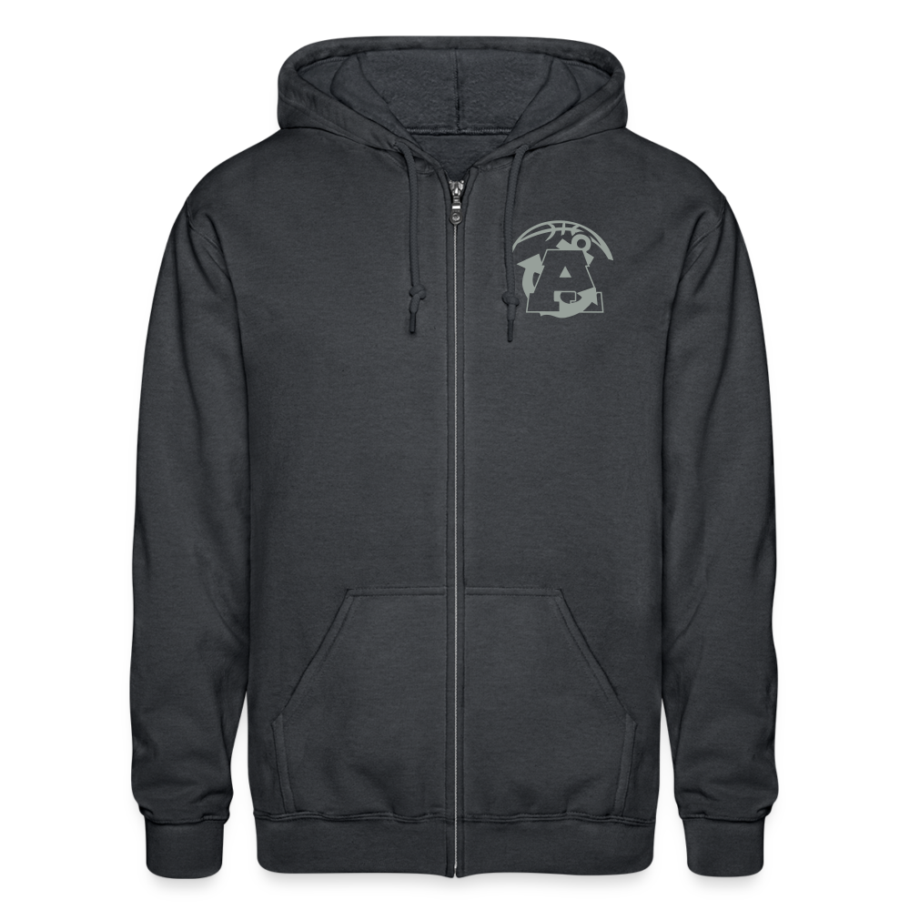 Too Busy Getting Buckets Aptos High Basketball Adult Zip Hoodie - deep heather