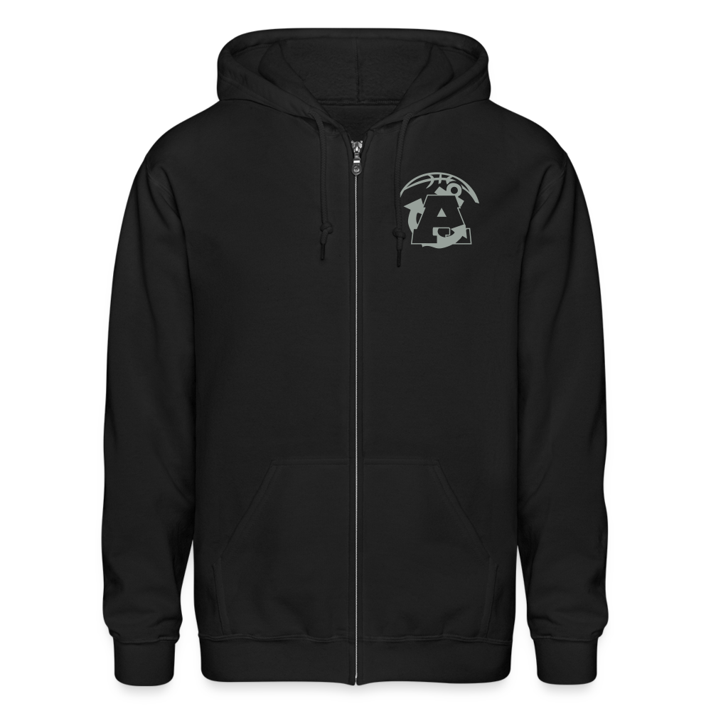 Too Busy Getting Buckets Aptos High Basketball Adult Zip Hoodie - black