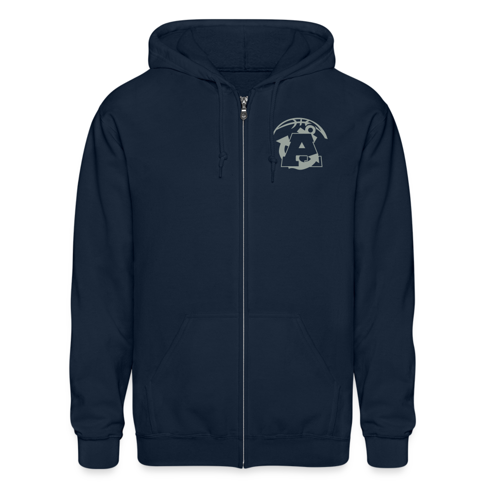 Too Busy Getting Buckets Aptos High Basketball Adult Zip Hoodie - navy