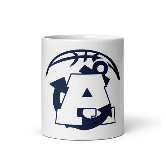 All In Aptos High Basketball White glossy mug