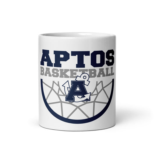 Aptos High Basketball DUNK White glossy mug