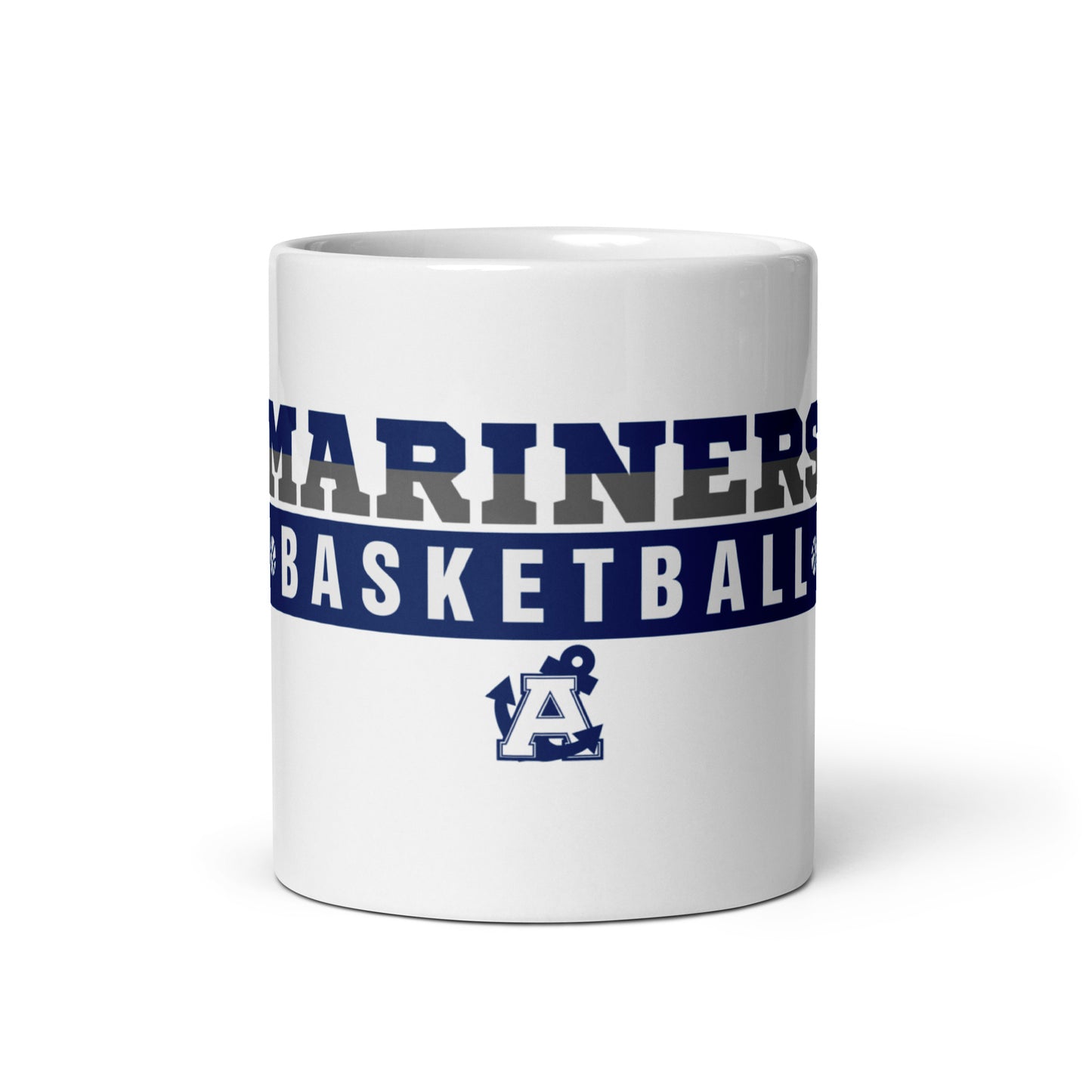 The Statement Aptos High Basketball White glossy mug