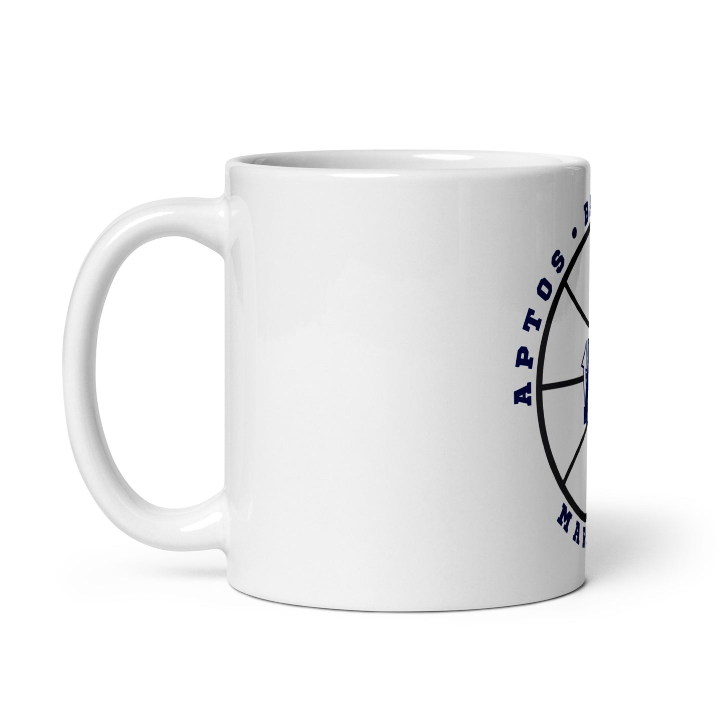 Ball is Life Aptos High Basketball White glossy mug