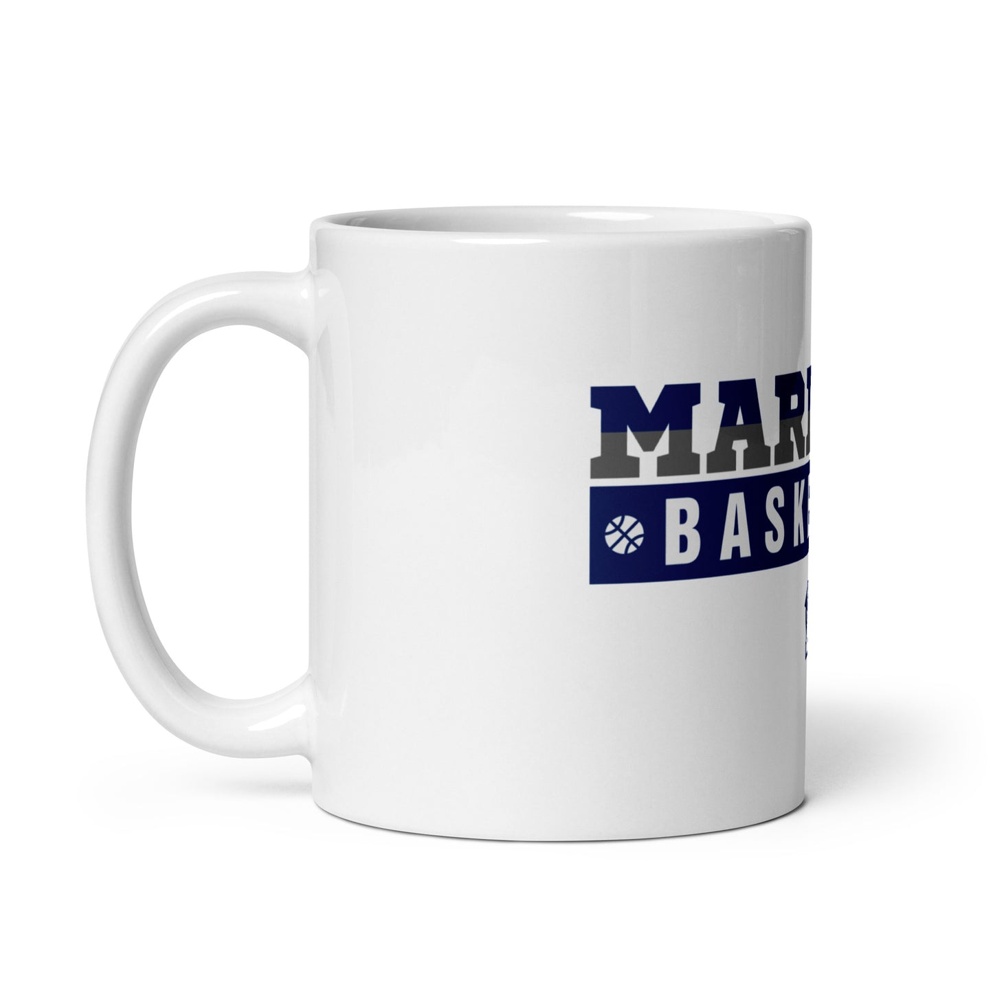 The Statement Aptos High Basketball White glossy mug